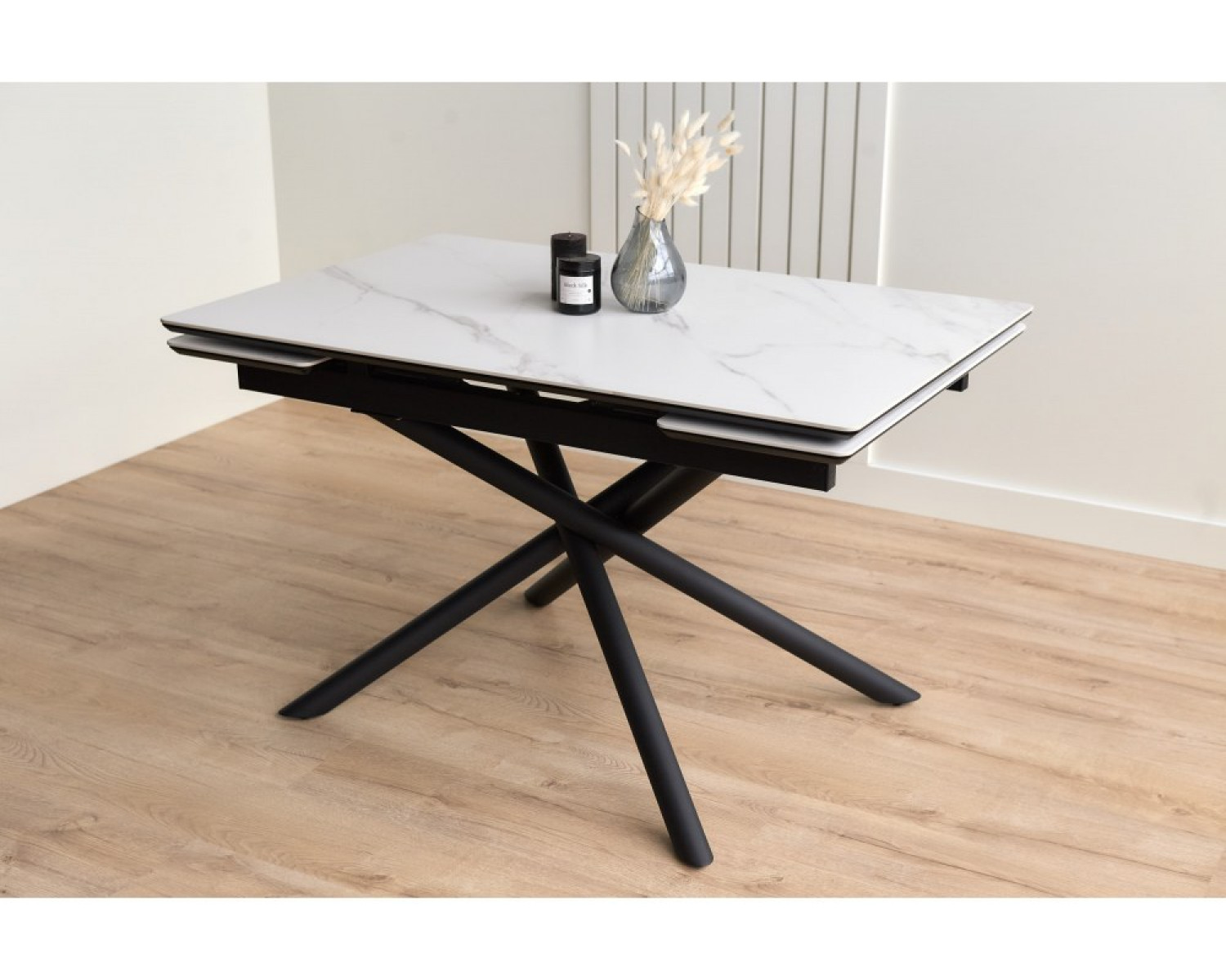 Керамический стол Мэриан 120(180)х80 snow alpin white / черный