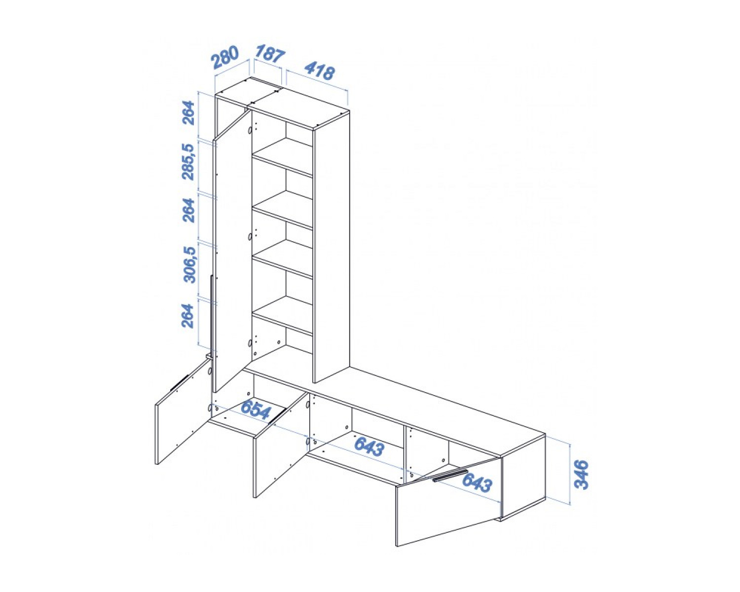 ТВ-тумба Филеста графит / дуб вотан