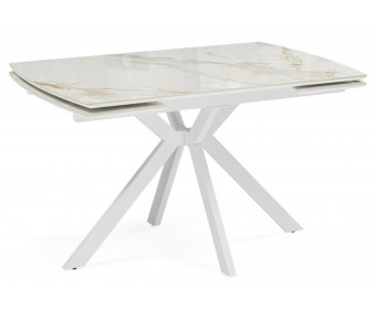 Керамический стол Катчел-2 120(180)x80 calacatta gold / белый