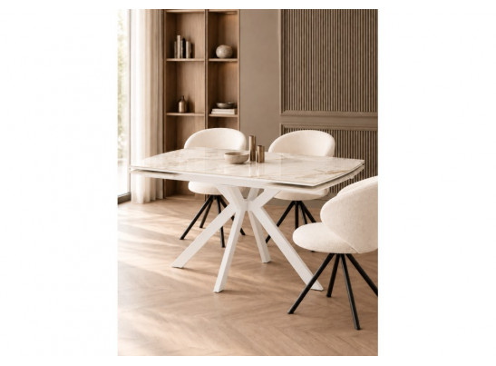 Керамический стол Катчел-2 120(180)x80 calacatta gold / белый