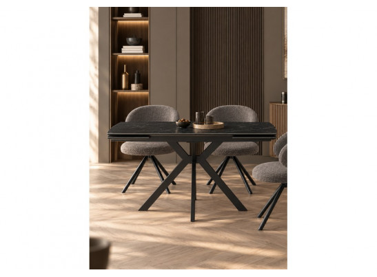 Керамический стол Катчел-2 120(180)x80 matte черный мрамор / черный
