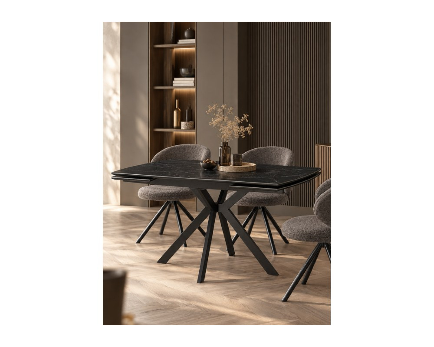 Керамический стол Катчел-2 120(180)x80 matte черный мрамор / черный