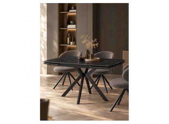Керамический стол Катчел-2 120(180)x80 matte черный мрамор / черный