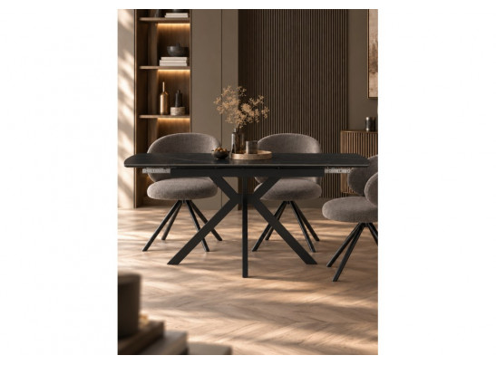 Керамический стол Катчел-2 120(180)x80 matte черный мрамор / черный