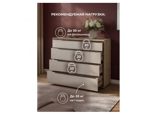 Комод Вестар 120 дуб делано / кашемир
