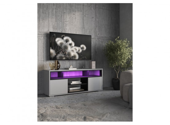 ТВ-тумба Чезаре c подсветкой шиншилла серая / черная