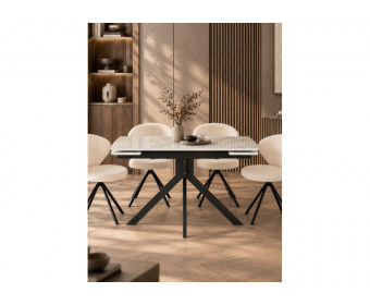 Керамический стол Катчел 120(180)x80 calacatta gold / черный