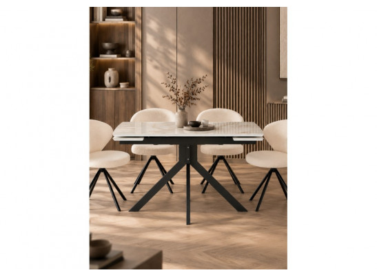 Керамический стол Катчел 120(180)x80 calacatta gold / черный