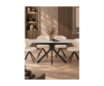 Керамический стол Катчел 120(180)x80 calacatta gold / черный