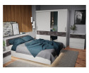Полутораспальная кровать Лунара 140x200 белый / бетон темный