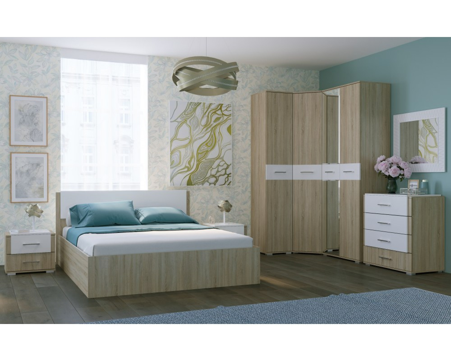 Полутораспальная кровать Теплиса 140x200 сонома / белый