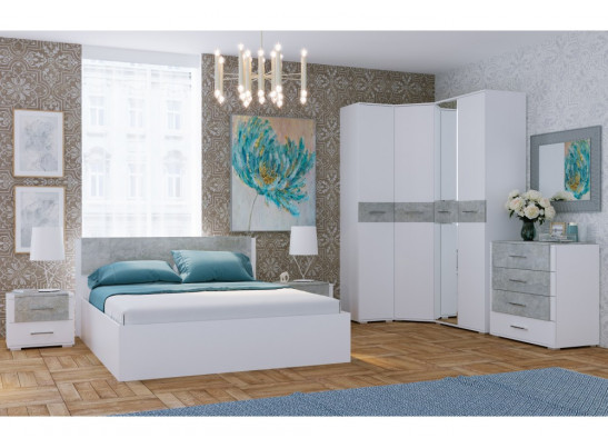Двуспальная кровать Теплиса 160x200 белый / бетон светлый