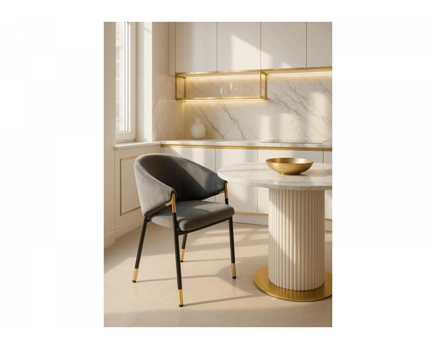 Стул на металлокаркасе Molton gray / black/ gold